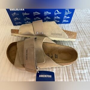 NWT Birkenstock Kyoto Nubuck-Suede Leather Sandals Size 38 Regular/Wide